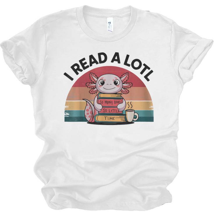 I Read Alotl Axolotl Retro Reading Books Lover Vintage Unisex Jersey T-Shirt