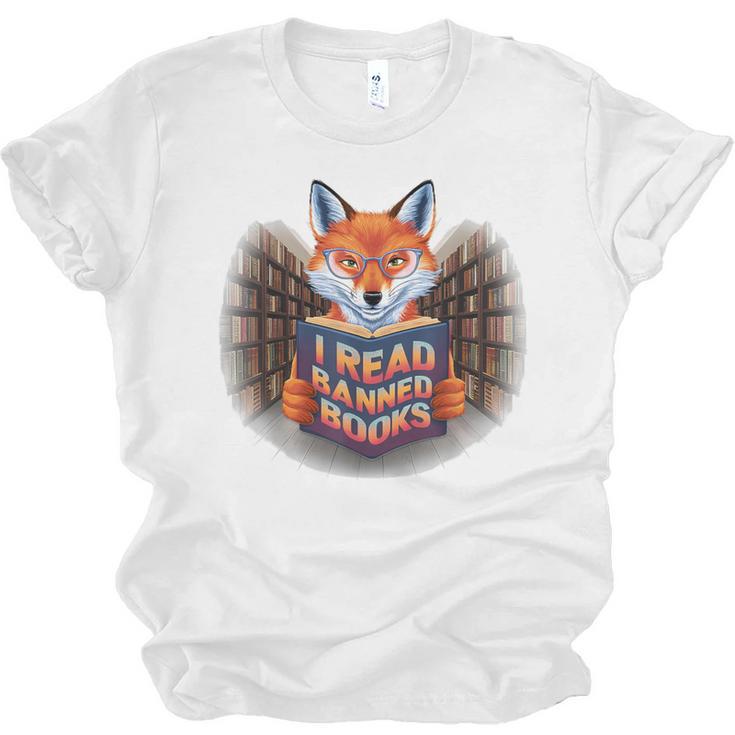 I Read Banned Books Sly Fox Reading Books Unisex Jersey T-Shirt