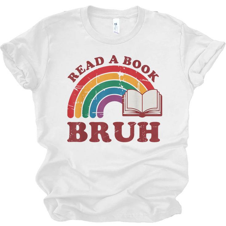 Read A Book Bruh Rainbow Vintage Reading Library Student Unisex Jersey T-Shirt