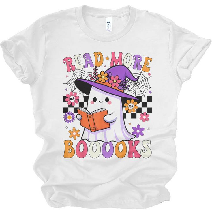 Read More Books Ghost Reading Book Teacher Halloween Unisex Jersey T-Shirt