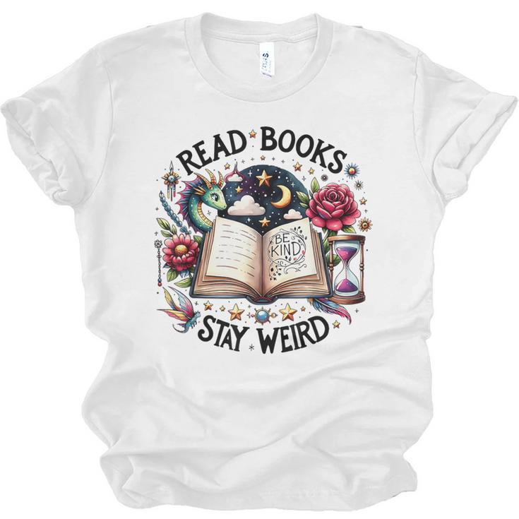 Read Books Be Kind Stay Weird Dragon Book Lover Unisex Jersey T-Shirt