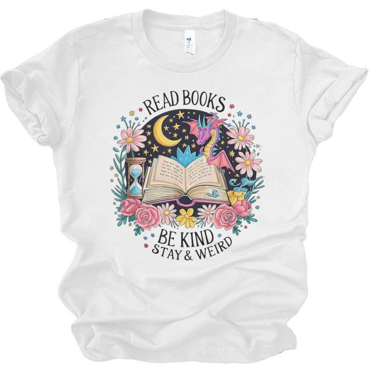 Read Books Be Kind Stay Weird Dragon Unisex Jersey T-Shirt