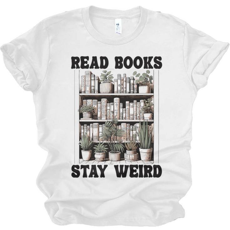 Read Books Stay Weird Book Lover Joke Introvert Reading Premium Unisex Jersey T-Shirt