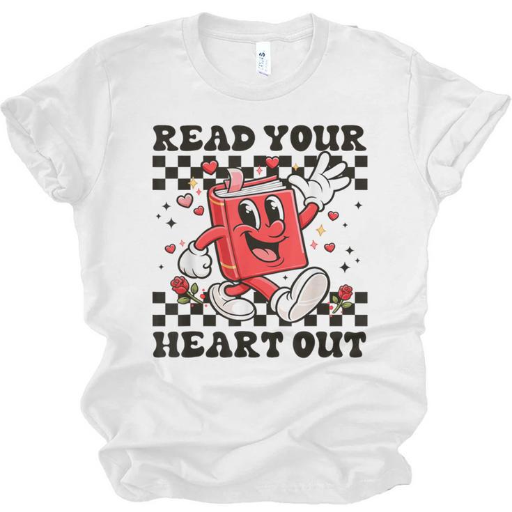 Read Your Heart Out Teacher Valentines Book Lover Unisex Jersey T-Shirt
