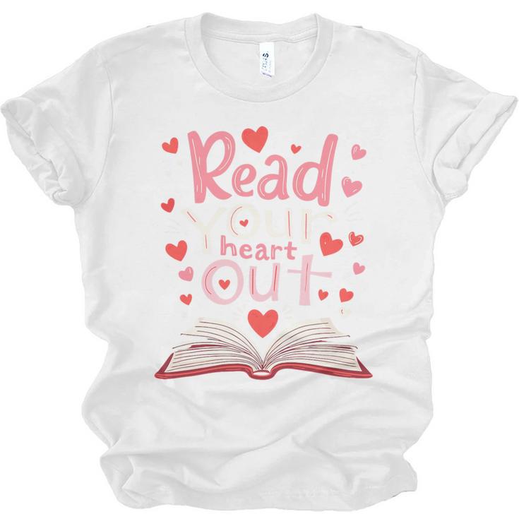 Read Your Heart Out Teacher Valentines Day Reading Book Love Premium Tri-Blend Unisex Jersey T-Shirt