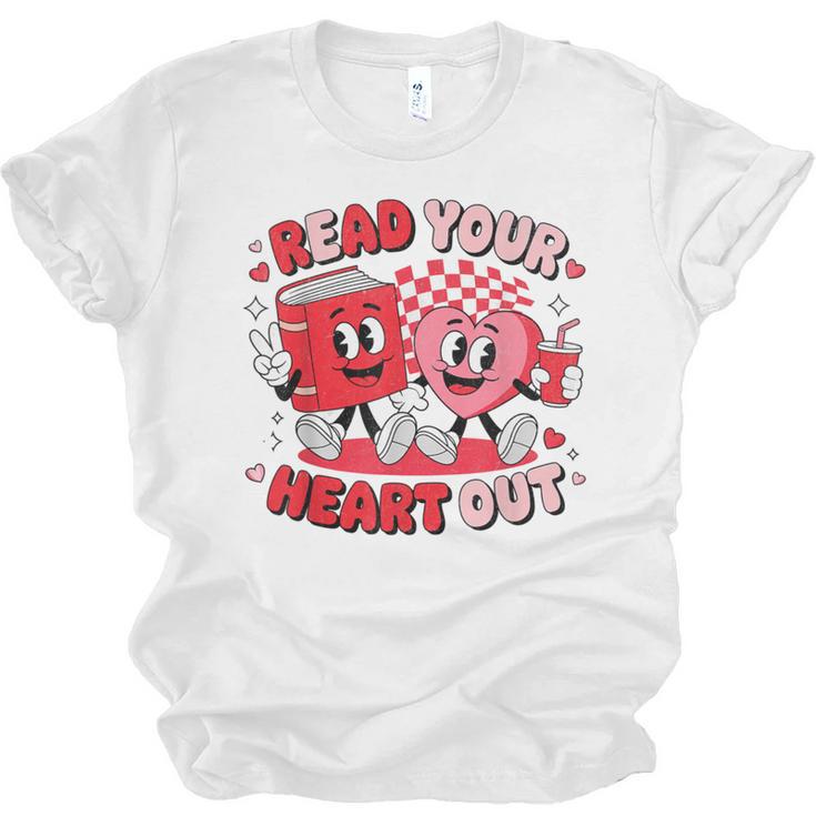 Read Your Heart Out Valentine's Day Retro Teacher Bookish Unisex Jersey T-Shirt
