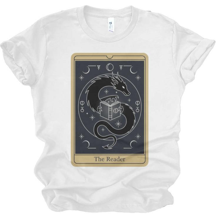 The Reader Tarot Card Mystic Dragon Book Magic Unisex Jersey T-Shirt