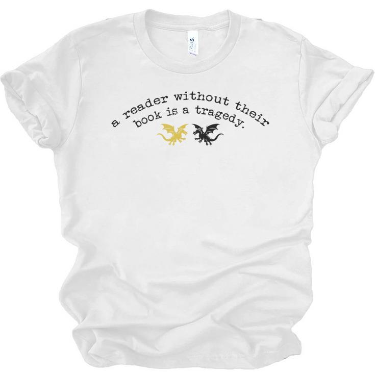 Reader Without a Book Is Tragedy Dragon Bookworm Unisex Jersey T-Shirt