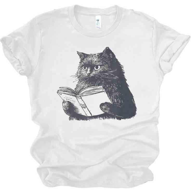 Reading Cat Cat Book Lover Unisex Jersey T-Shirt