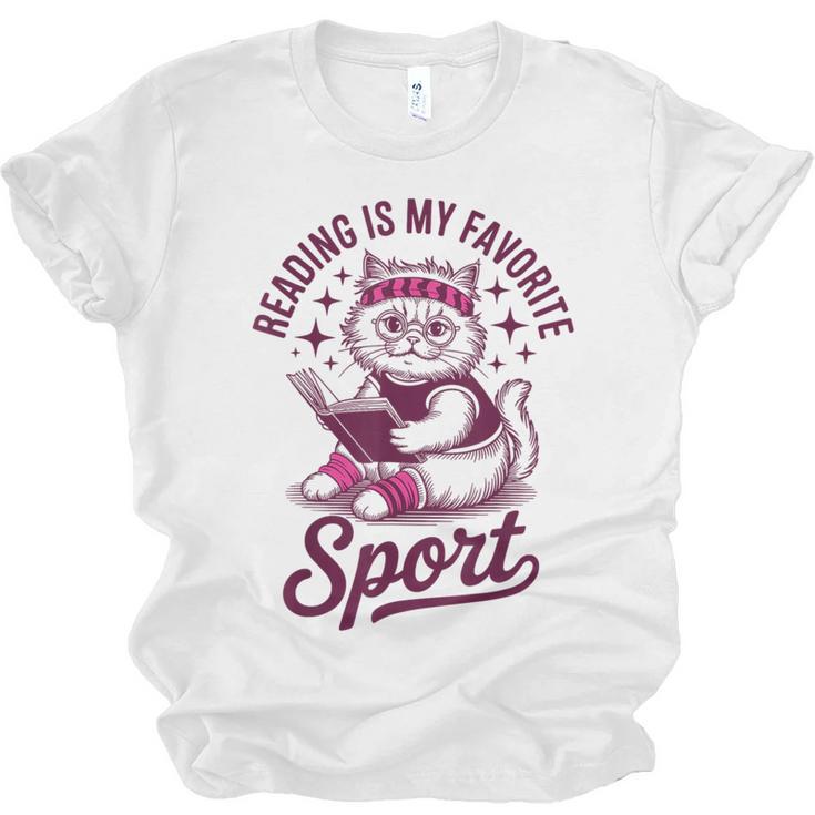 Reading Is My Favorite Sport Cat And Book Lover Women Unisex Jersey T-Shirt