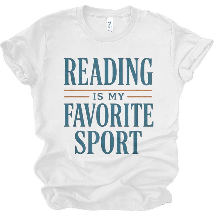 Reading Is My Favorite Sport Literary Book Lover Typography Unisex Jersey T-Shirt