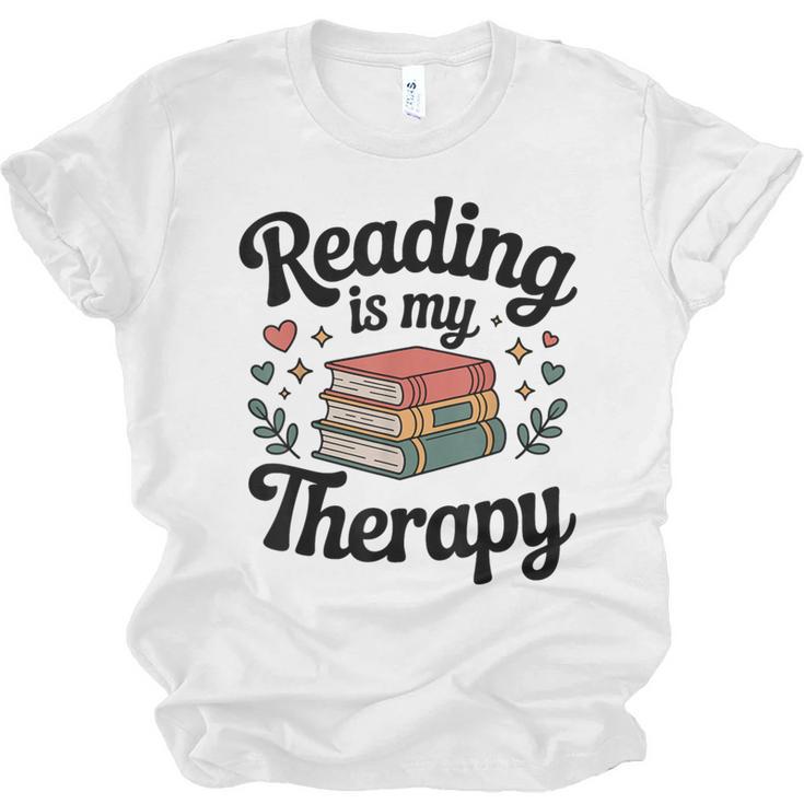 Reading Is My Therapy Book Lover Bookworm Unisex Jersey T-Shirt
