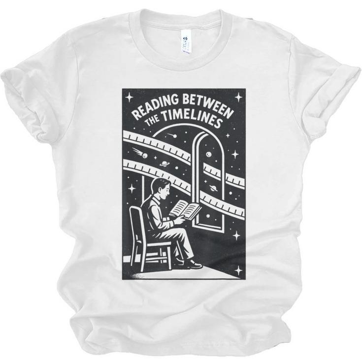 Reading Between The Timelines Time Travel Books Unisex Jersey T-Shirt