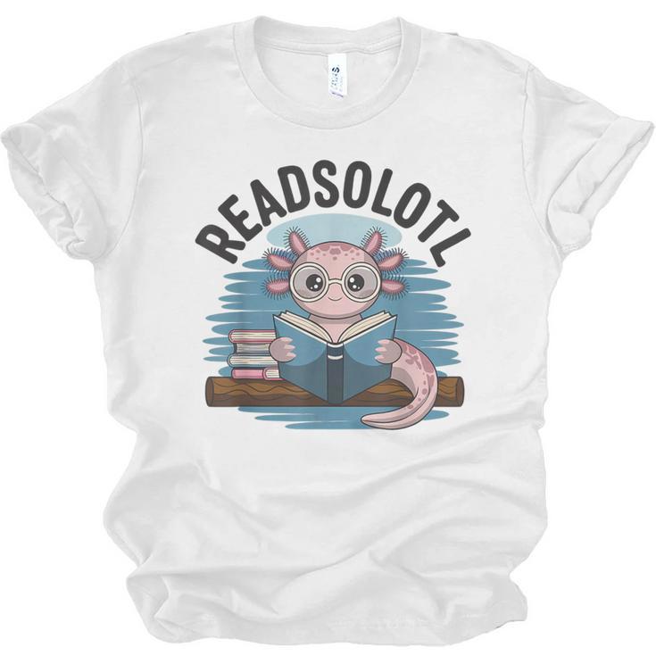 Readsolotl Book Lover Reading Axolotl Kids Reader Unisex Jersey T-Shirt