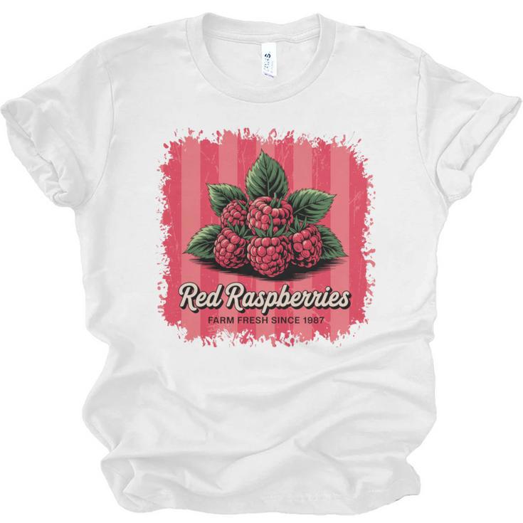 Red Raspberries Farm Fresh Since 1987 Nostalgia Unisex Jersey T-Shirt