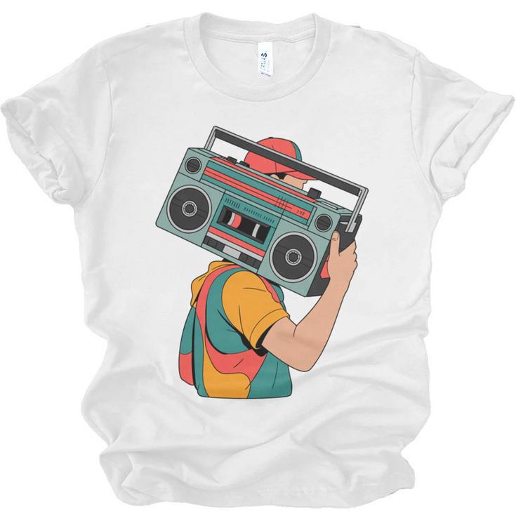 Retro 90s Boombox Nostalgia Party For Music Lovers Men Women Unisex Jersey T-Shirt