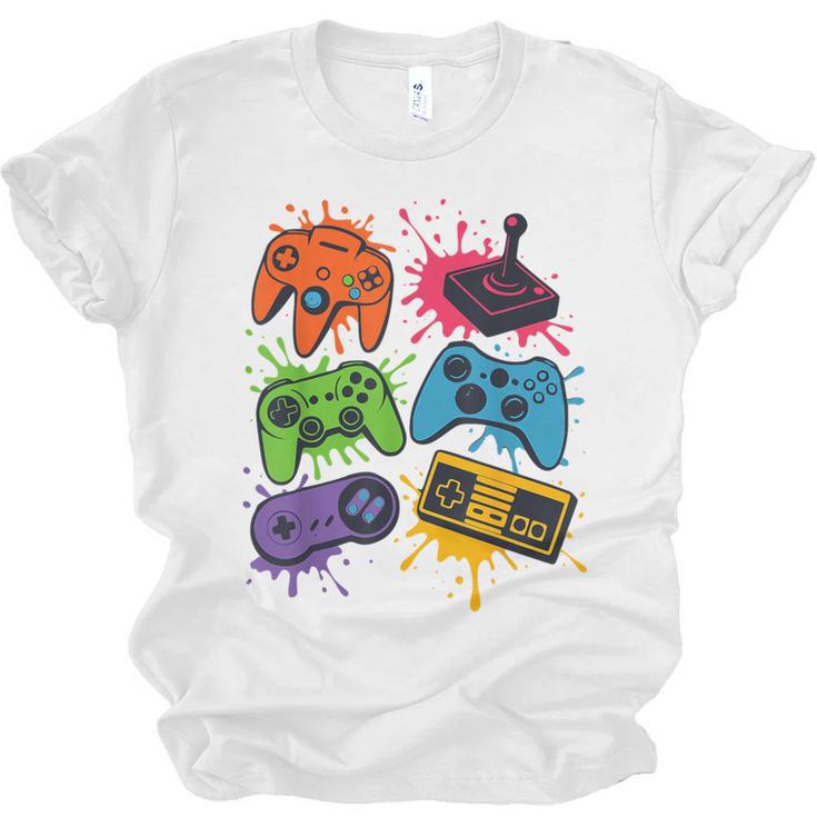 Retro Gamer Controller 80s 90s Video Game Arcade Nostalgia Unisex Jersey T-Shirt