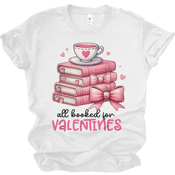 Retro Groovy Valentine Men Women Kid Tees By Emily All Booked For Valentines Book Reading Bookworm Nerdy Unisex Jersey T-Shirt