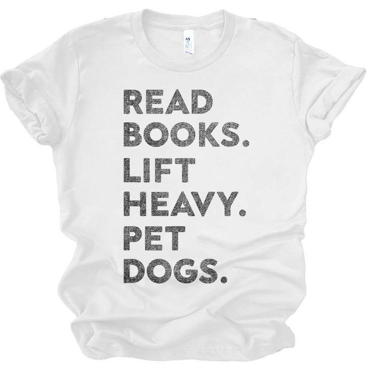 Retro Gym Book Lover Read Books Lift Heavy Pet Dogs Unisex Jersey T-Shirt