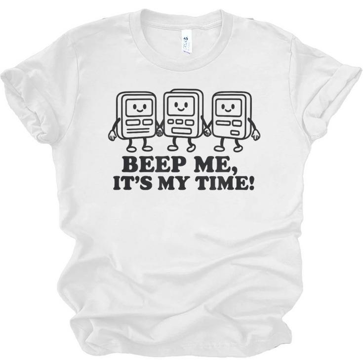 Retro Pager Squad Minimalist Monochrome Cartoon Nostalgia Unisex Jersey T-Shirt
