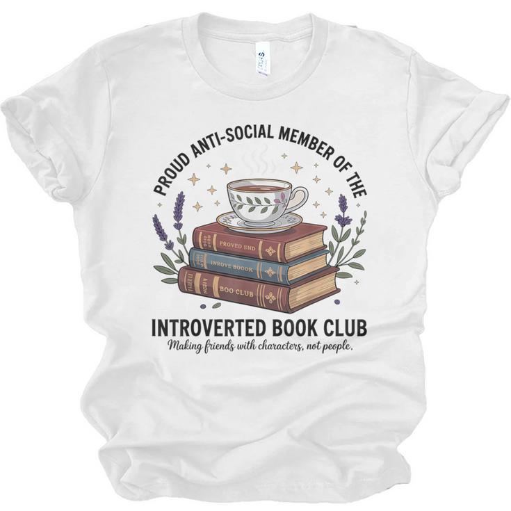 Retro Proud Introverted Book Club Anti Social Reader Unisex Jersey T-Shirt