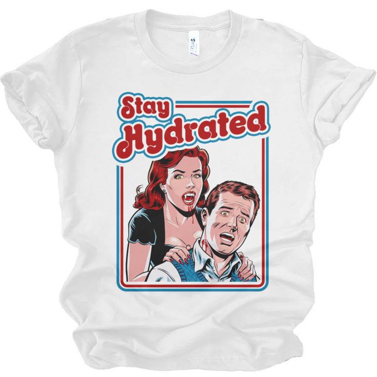 Retro Vampire Book Cover Style Stay Hydrated Halloween Unisex Jersey T-Shirt