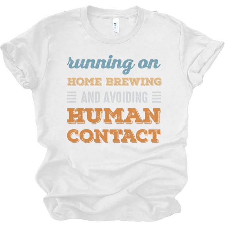 Running On Home Brewing Social Introvert Humor Vintage Unisex Jersey T-Shirt