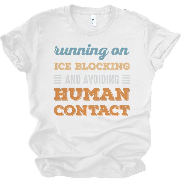 Running On Ice Blocking Social Introvert Humor Vintage Unisex Jersey T-Shirt