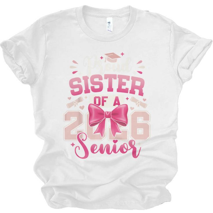 Senior 2026 Class Of 26 Coquette Pink Bow Graduation Sister Unisex Jersey T-Shirt