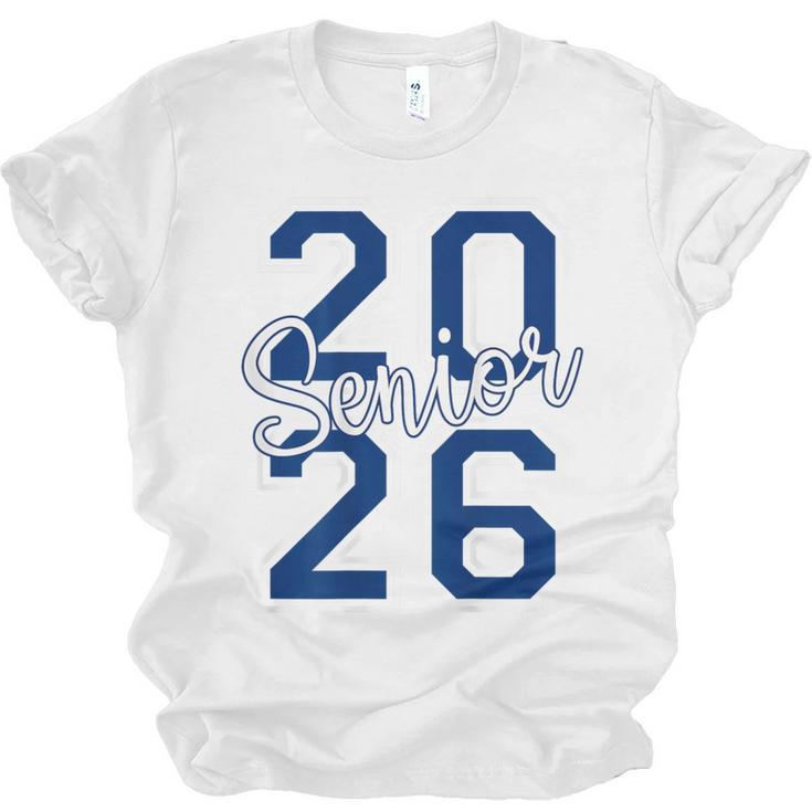 Senior 2026 Graduation Varsity Navy Blue On The Back Unisex Jersey T-Shirt