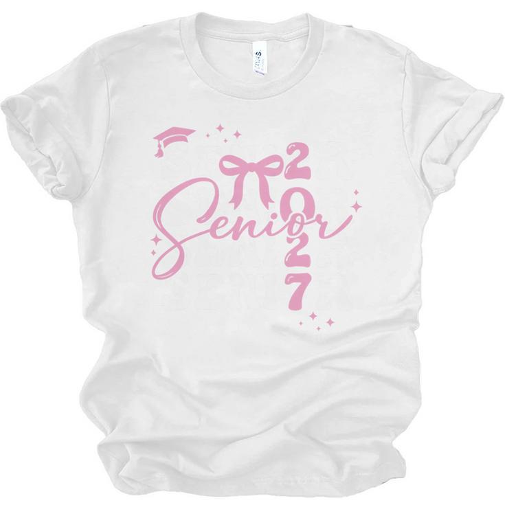 Senior 2027 Class Of 2027 Coquette Pink Bow Graduation 2027 Premium Tri-Blend Unisex Jersey T-Shirt