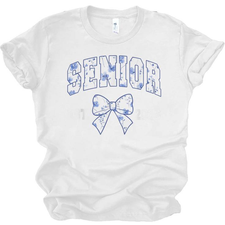 Senior Class Of 2026 Graduation Girly Floral Coquette Bow Unisex Jersey T-Shirt