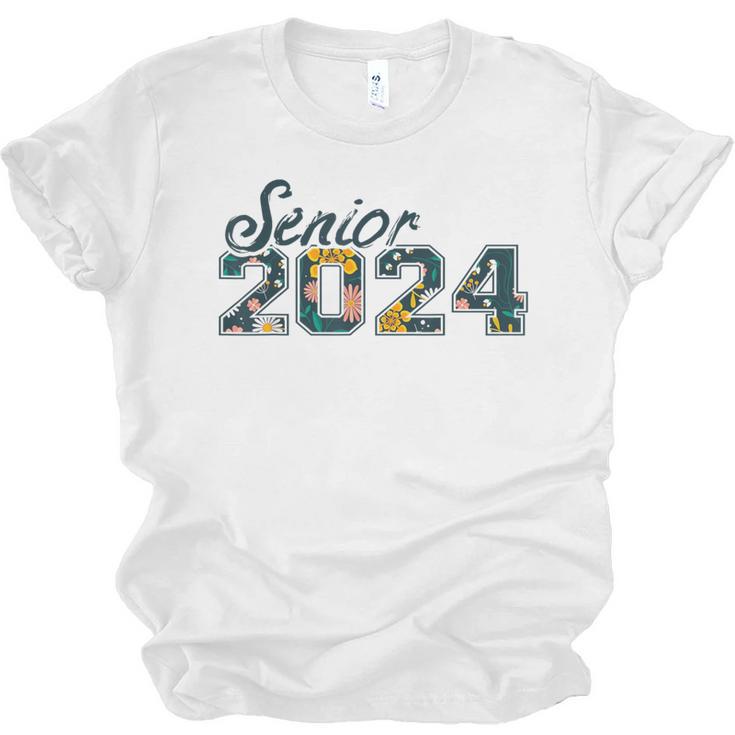 Senior Graduation Class Of 2024 Cute Senior 2024 Flowers Unisex Jersey T-Shirt