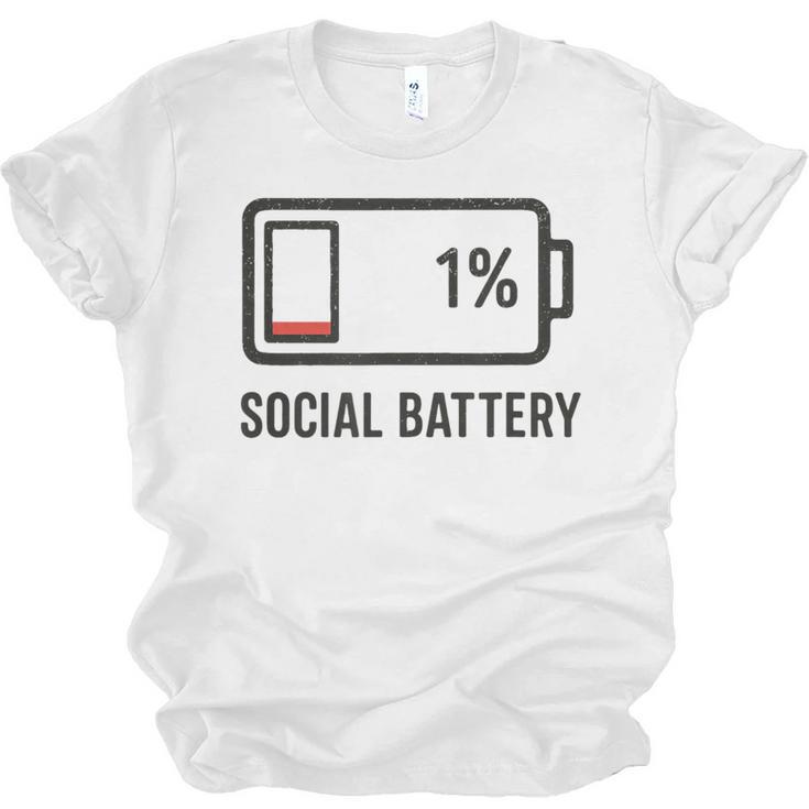 Social Battery 1 Shirt Introvert Anti Social Tee Gif Unisex Jersey T-Shirt