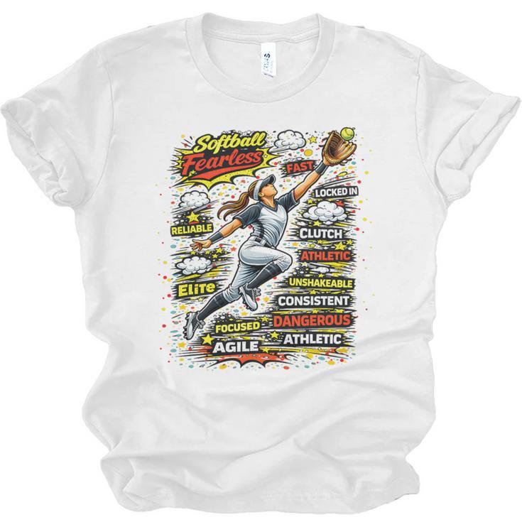 Softball Outfielder Best Traits Brave Retro Comic Book Art Premium Tri-Blend Unisex Jersey T-Shirt