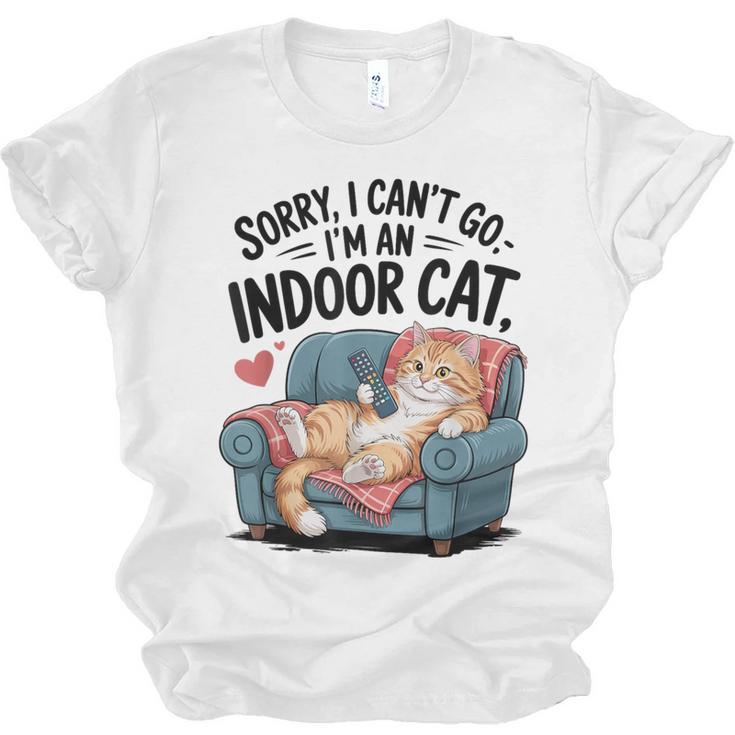 Sorry I Can’t Go I’m An Indoor Cat Couch Introvert Cat Unisex Jersey T-Shirt
