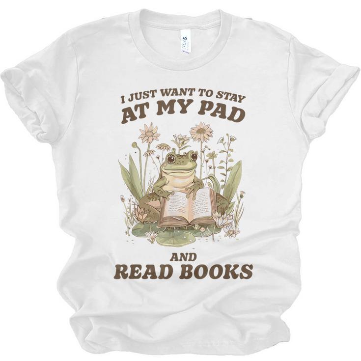 Stay At My Pad And Read Books Frog Introvert Reading Unisex Jersey T-Shirt