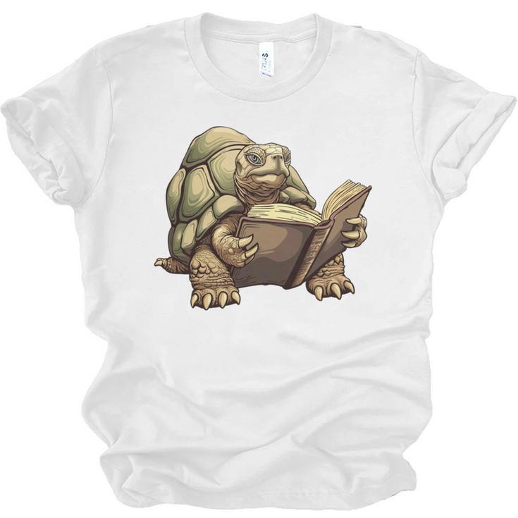 Sulcata Tortoise Reading A Book Unisex Jersey T-Shirt