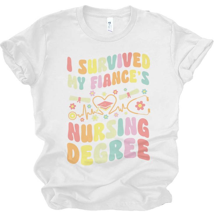 i Survived My Fiance's Nursing Degree Graduation Groovy Premium Unisex Jersey T-Shirt