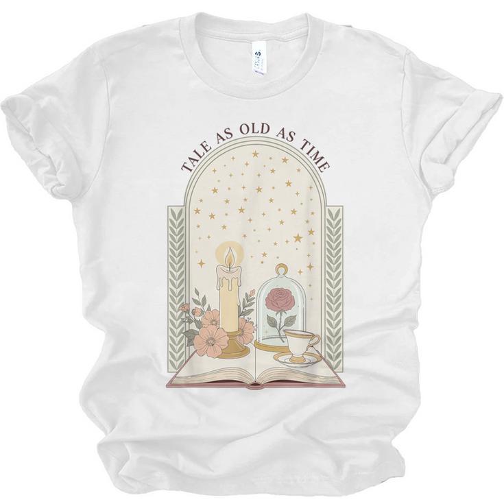 Tale As Old As Time Rose Candle And Book Unisex Jersey T-Shirt