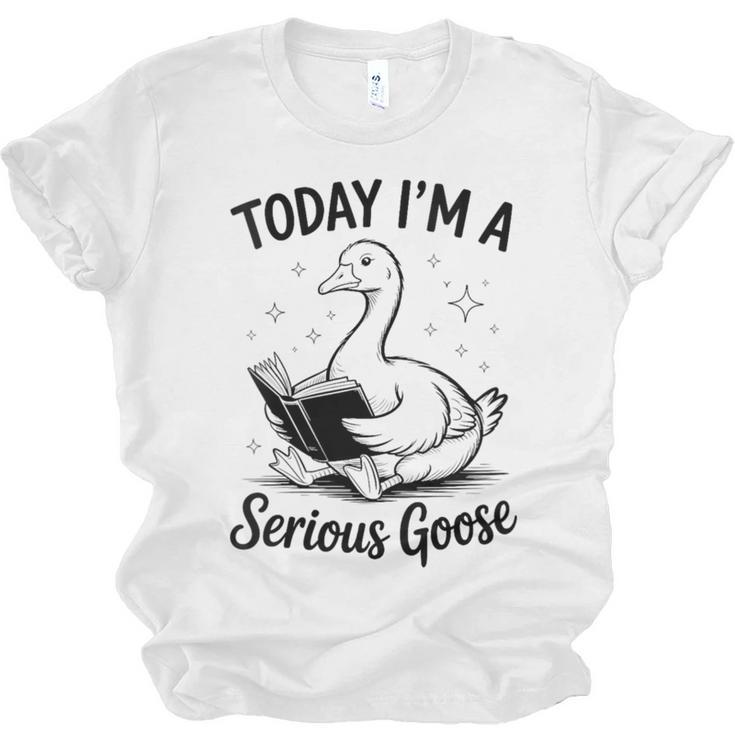 Today I'm A Serious Goose Animal Reading Book Lovers Unisex Jersey T-Shirt