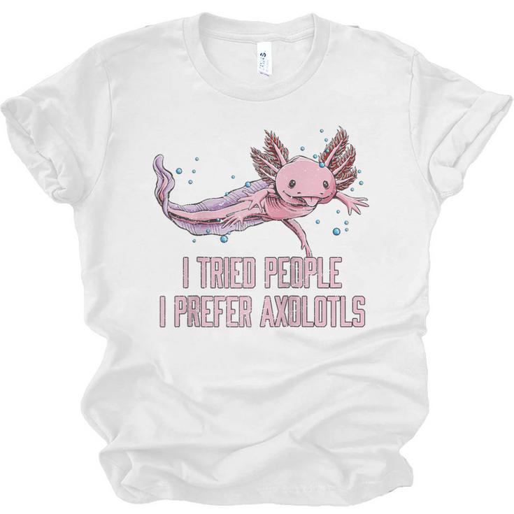 I Tried People I Prefer Axolotl Salamander Introvert Raglan Baseball Tee Unisex Jersey T-Shirt