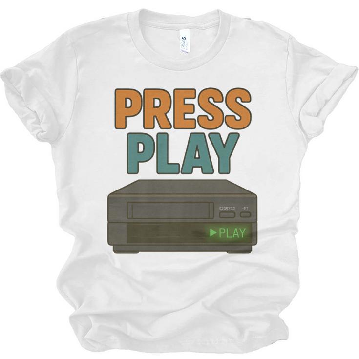 VHS Cassette Retro Analog Nostalgia Theme Premium Unisex Jersey T-Shirt