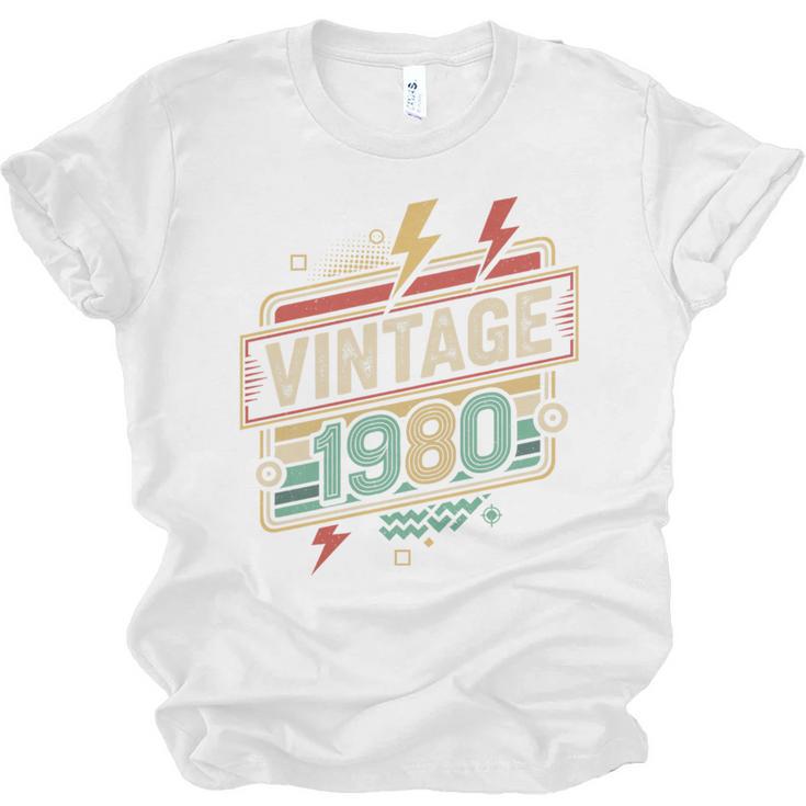 Vintage 1980 Retro Badge Decade Nostalgia Graphic Emblem Premium Tri-Blend Unisex Jersey T-Shirt