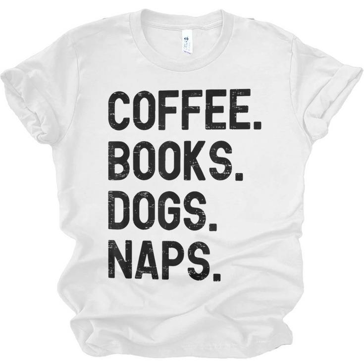 Vintage Coffee Books Dogs Naps Retro Unisex Jersey T-Shirt