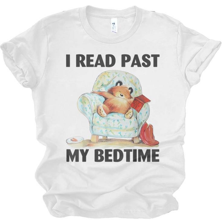 Vintage I Read Past My Bedtime Cute Sleeping Bear Book Lover Unisex Jersey T-Shirt