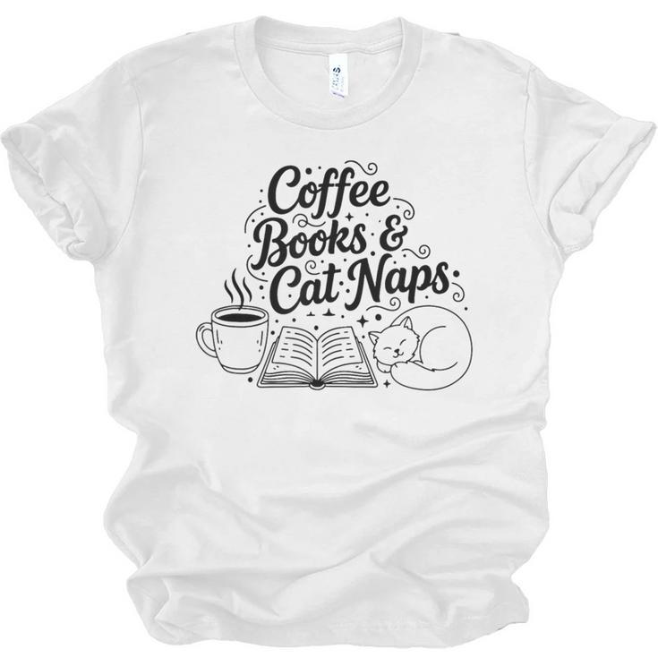 Vintage Retro Coffee Books & Cat Naps Unisex Jersey T-Shirt
