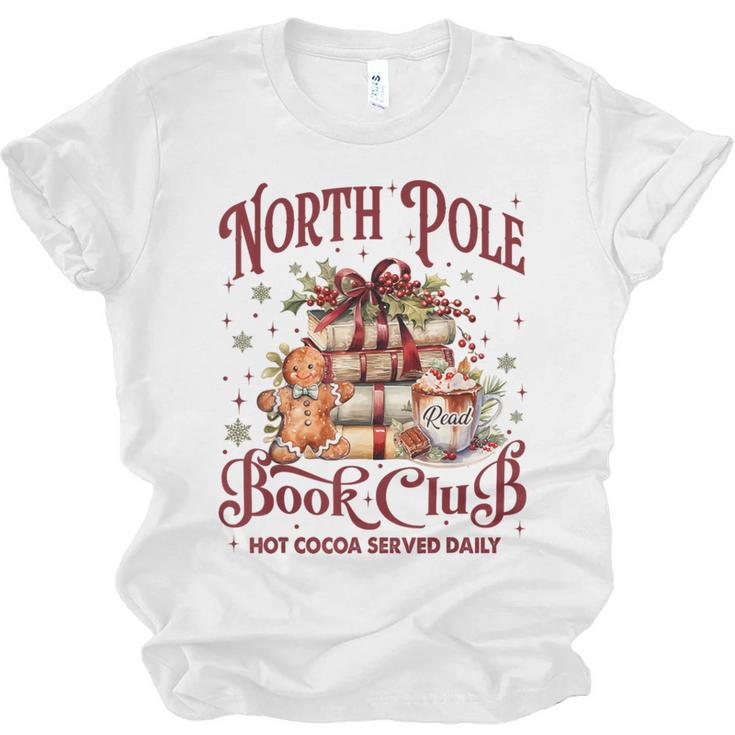 Vintage Retro North Pole Book Club Hot Cocoa Unisex Jersey T-Shirt
