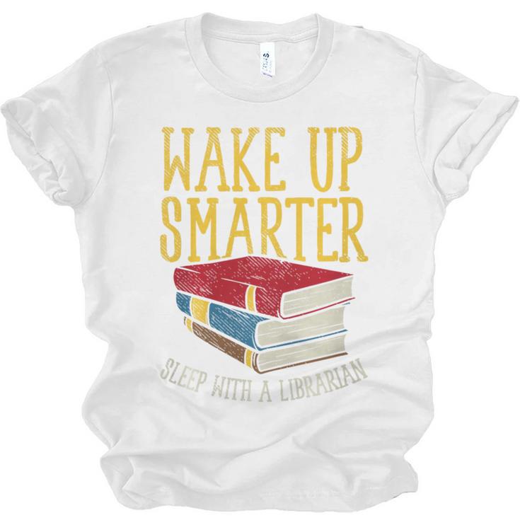 Wake Up Smarter Librarian Book Stack Premium Tri-Blend Unisex Jersey T-Shirt