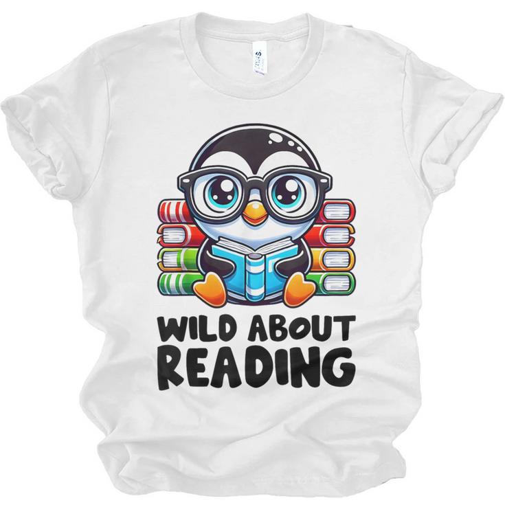 Wild About Reading Book Lover Penguin Unisex Jersey T-Shirt